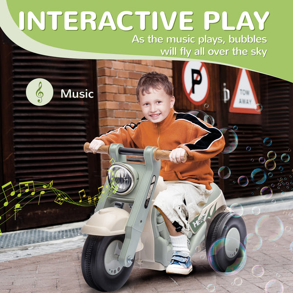 Push car with music and bubbles, cream white