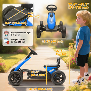 Pedal go-kart with silent EVA wheels, blue