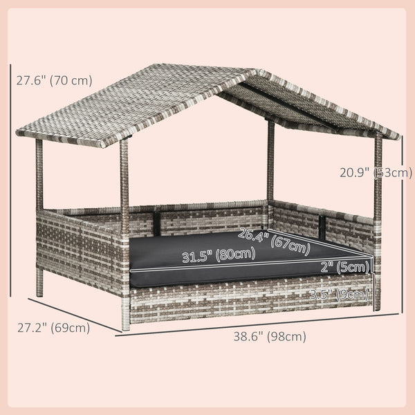 Wicker dog bed with cushion