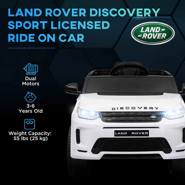 Land Rover Discovery Sport 12V Licensed with Remote Control, White