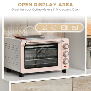 Kitchen sideboard with multiple storage, white and beige