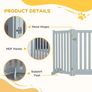 3-Panel Foldable Dog Gate with Feet, Grey