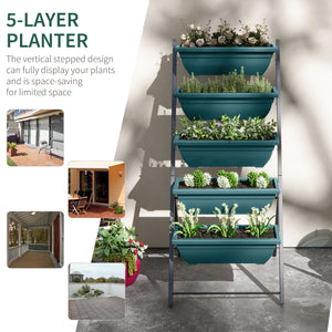 5-tier raised planter with 5 plant trays, green