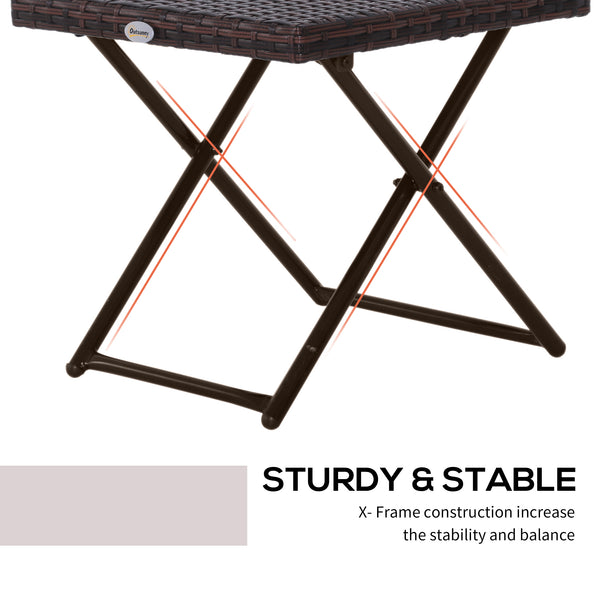 Folding garden coffee table in synthetic rattan, brown