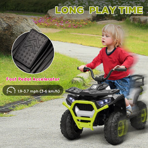 Kids ATV, 12V Battery Powered Electric Toy with Spring Suspension, Storage Basket, High &amp; Low Speed, Green