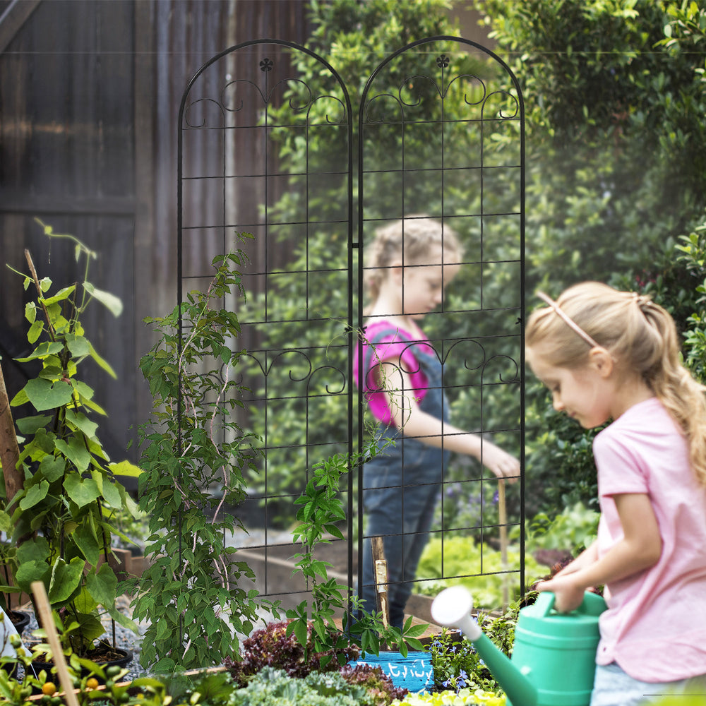 Set of 2 garden trellises for climbing plants, outdoor metal for terrace