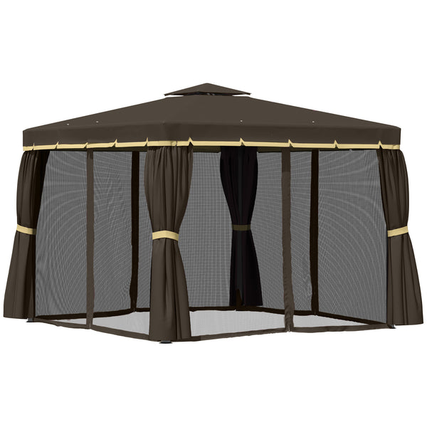 10 x 10 2-tier gazebo with zippered mesh side panels and aluminum frame