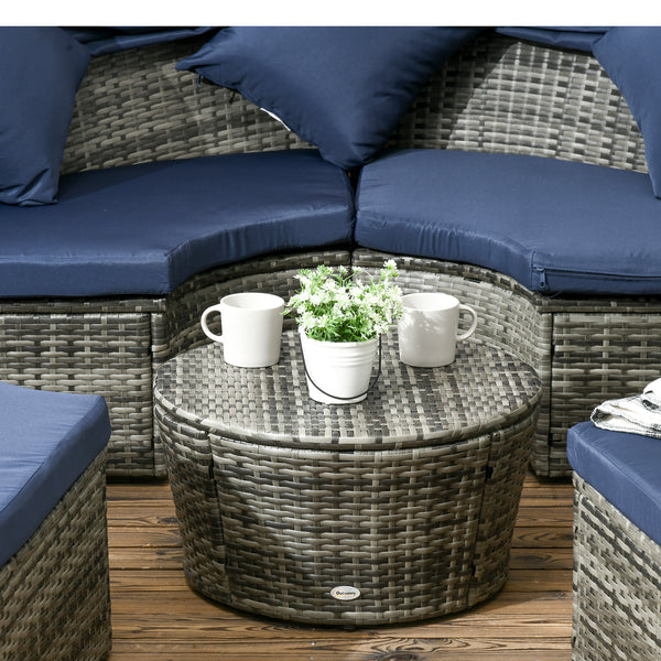 4-piece garden sofa bed with retractable canopy, dark blue