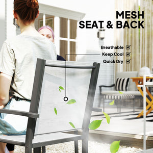 5-Piece Outdoor Dining Set with Round Table and 4 Stackable Chairs, for Garden, Lawn, Patio, Balcony and Poolside