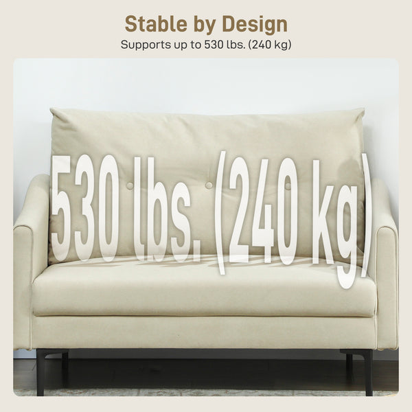 2 seater sofa with high resilience foam and thick padding, cream white