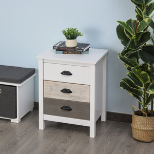 Side table with 3 drawers, white