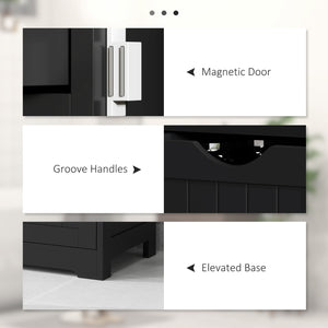 Bathroom Storage Cabinet with Adjustable Shelf and 4 Drawers, Black