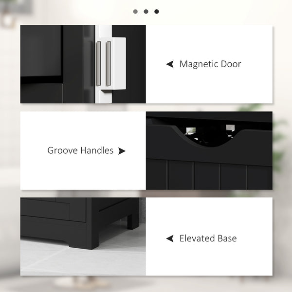 Bathroom Storage Cabinet with Adjustable Shelf and 4 Drawers, Black