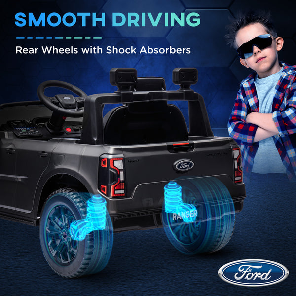 Ford Ranger 12V, Licensed with Rear Storage, Remote Control, Grey