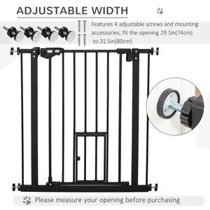 Extra Wide Pressure Fit Retractable Gate with Pet Door