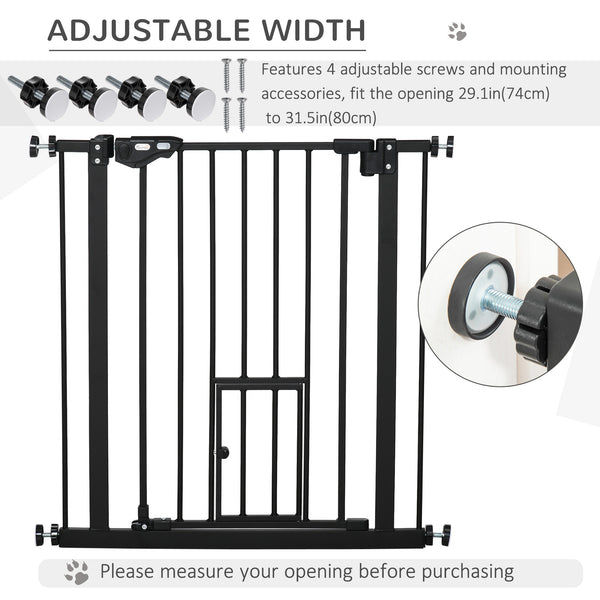 Extra Wide Pressure Fit Retractable Gate with Pet Door