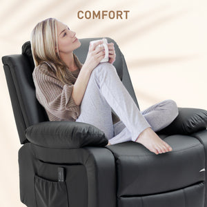Faux Leather Recliner Chair with Vibration Massage, Black