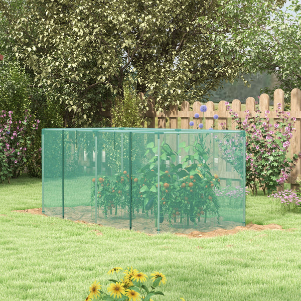 Plant protection tent with zippered door, green