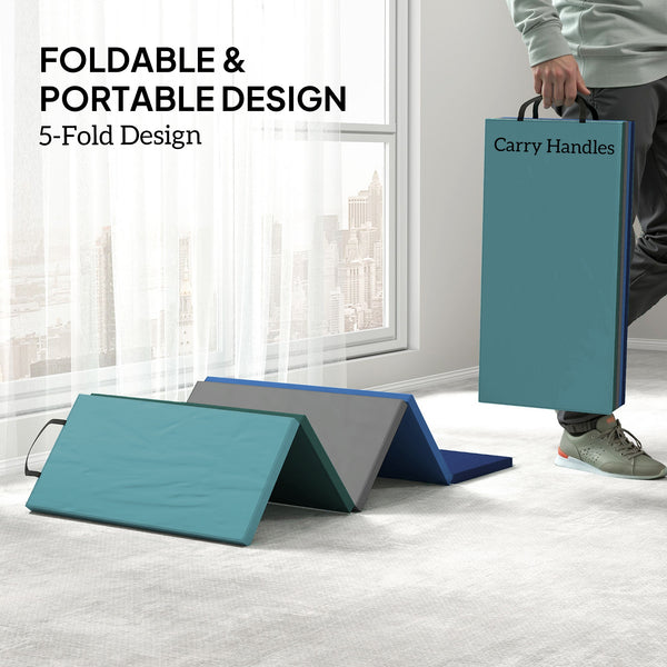 1.8m Folding Gymnastics Mat with Carry Handles, Multi-Color