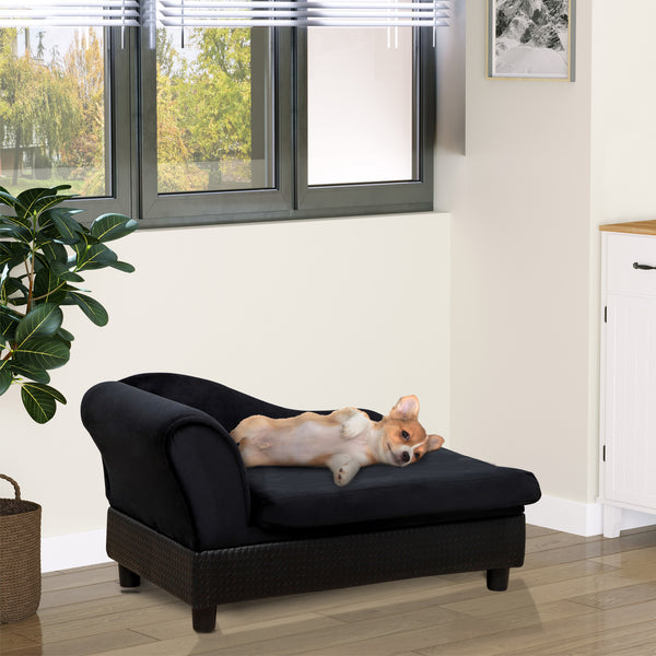 Sofa bed with integrated storage, black