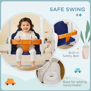 Qaba 6-in-1 Indoor Play Set with Slide, Swing, Basketball Hoop, Climbing Structure, Storage Space and Telescope