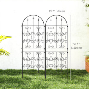 Set of 2 metal garden trellises, black