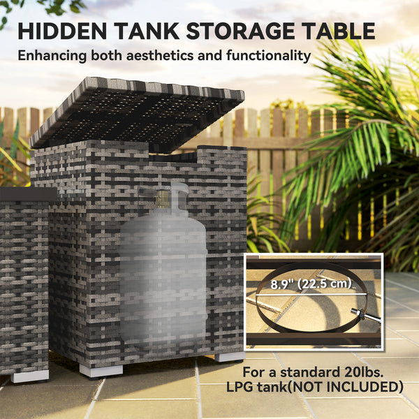 32" 40,000 BTU Rattan Propane Fire Pit Table with Hidden Propane Tank Holder and Waterproof Cover