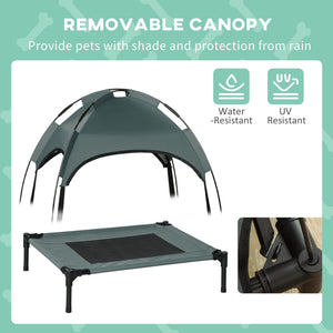 Elevated cooling bed with canopy, gray