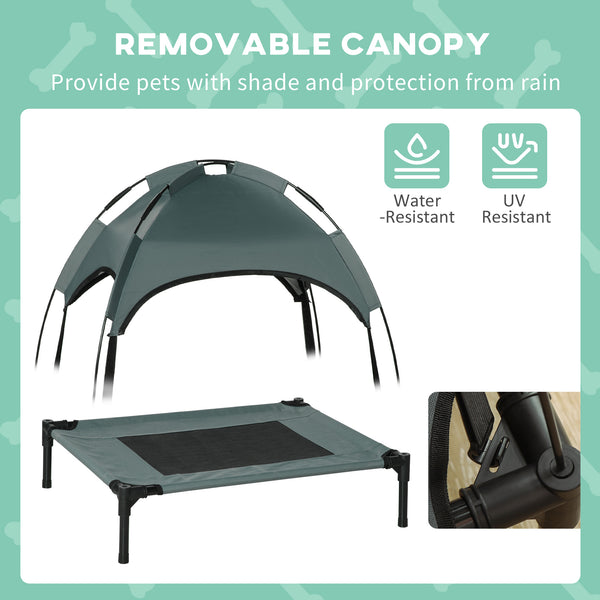 Elevated cooling bed with canopy, gray