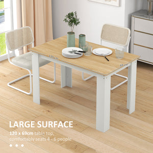 Kitchen table for 4 to 6 people, dining table with veneered top, oak