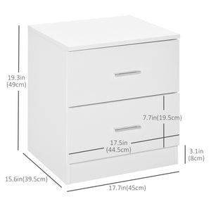 White bedside table with 2 drawers