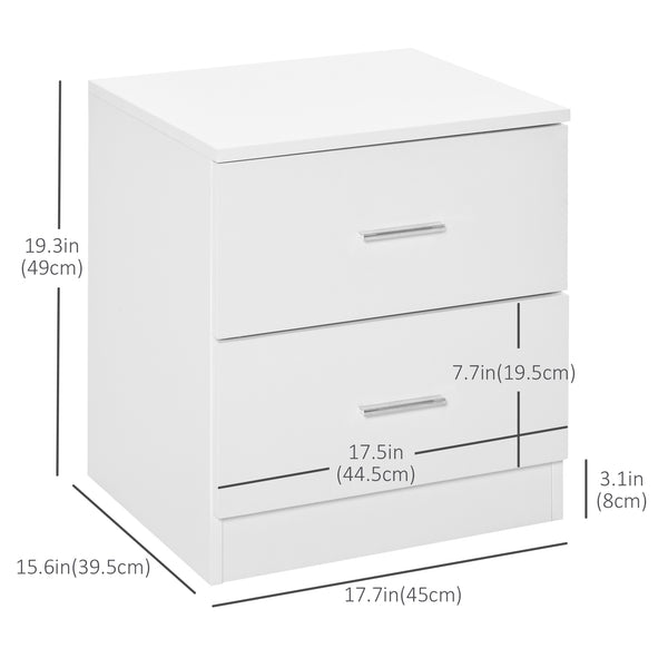 White bedside table with 2 drawers