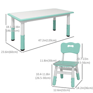 Children's table and 4 chairs set, green