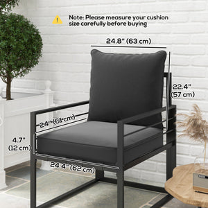Thick and deep outdoor seat cushions with back cushion, charcoal gray