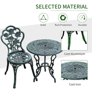 3 Piece Patio Bistro Table and Chair Set Antique Green