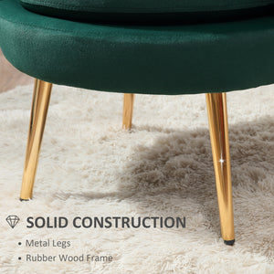 Lotus velvet fabric accent chair with gold metal legs, dark green