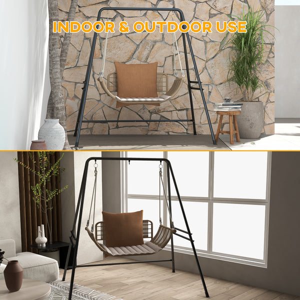 Hammock Chair Stand, Hanging Heavy Duty Metal Frame Hammock Stand for Hanging Hammock Air Porch Swing Chair, Egg Cahir, Indoor & Outdoor Use, 70.1" x 56.3" x 70.9" Black