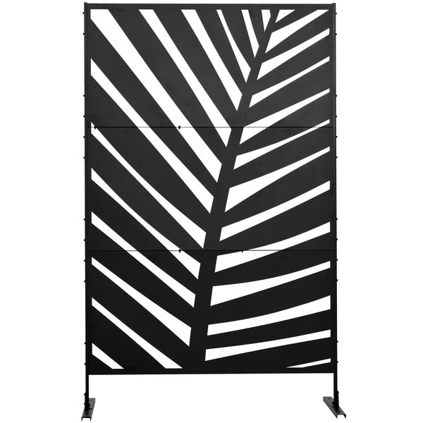 Outdoor metal screen with bracket and expansion screws, banana leaf pattern
