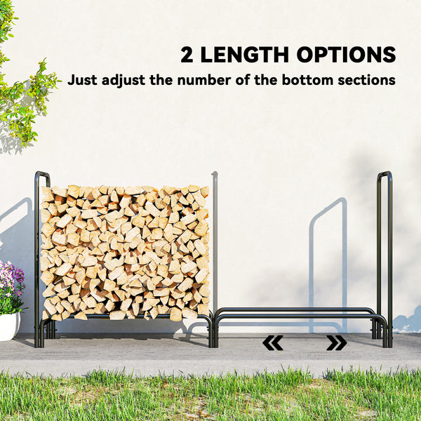 Adjustable firewood rack with waterproof cover and 440 lb capacity – Dark green and black