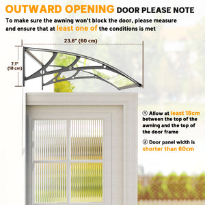 3.6 x 2 ft transparent door and window canopy