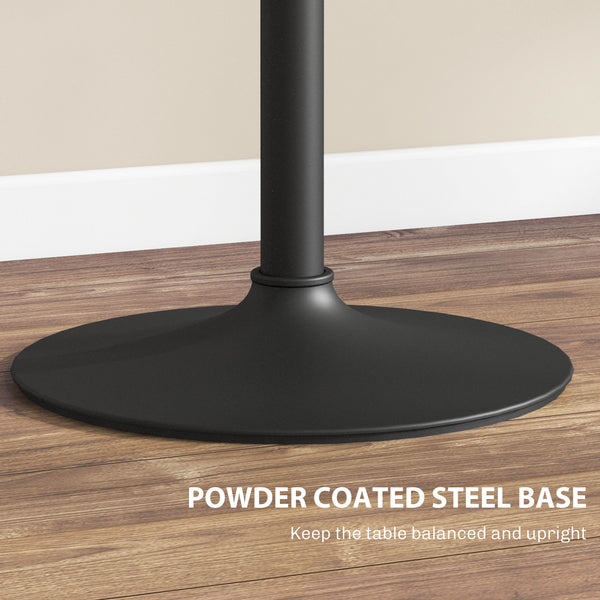 Adjustable bar table with steel base, white marble