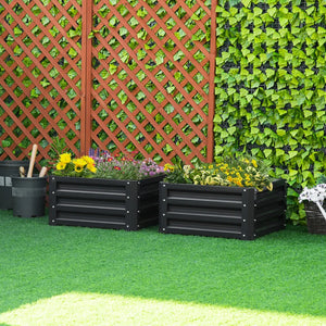 Raised vegetable garden with galvanized steel frame, grey
