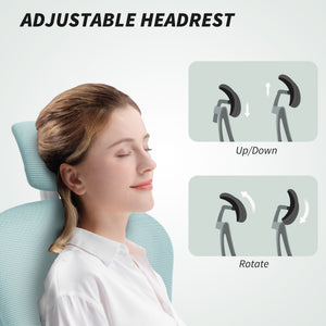 Mesh Office Chair with Adjustable Headrest, 4D Lumbar Support, Flip-up Armrests, Light Green