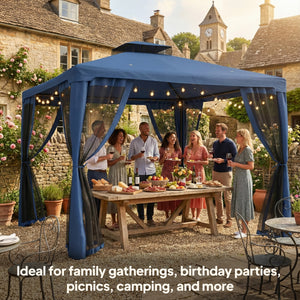 10 x 10 ft gazebo with mosquito netting, dark blue