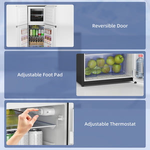 Double Door Mini Fridge with Freezer, 4.6 cu. ft., Thermostat, Shelves, Reversible Door, Silver