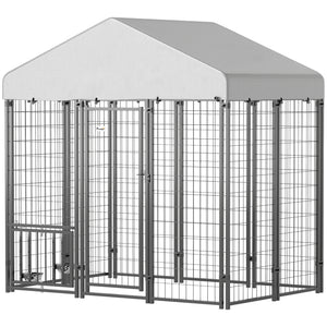 Kennel with waterproof cover, swivel and adjustable bowls on 4 levels