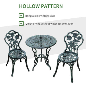 3 Piece Patio Bistro Table and Chair Set Antique Green