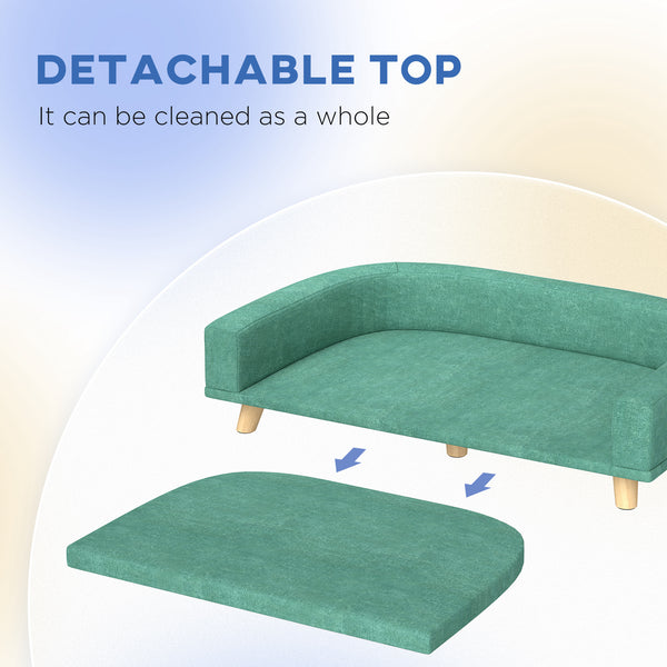 Sofa with washable cover and anti-slip pads, green