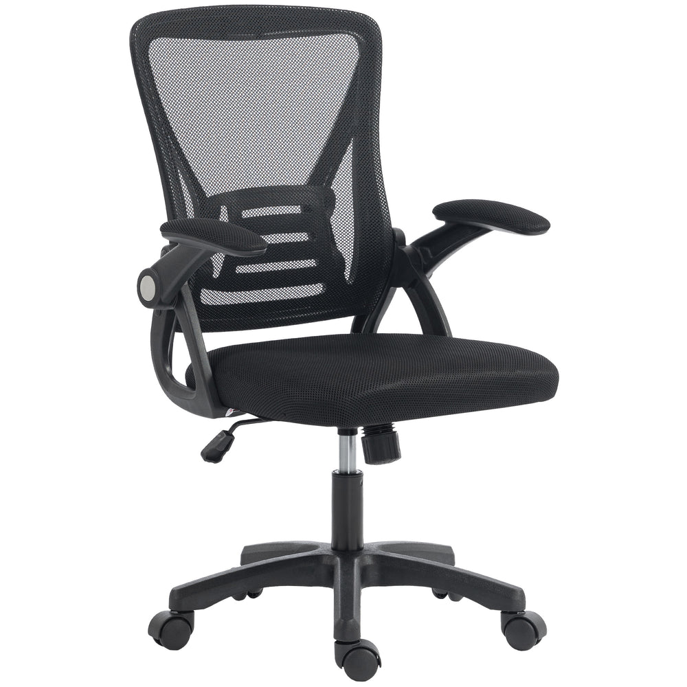 Mesh office chair with flip-up arms, black
