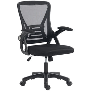 Mesh office chair with flip-up arms, black